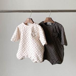 Wholesale Baby Quilted Romper With Cream And Charcoal Brown Cloud Island Infant Rompers from china suppliers