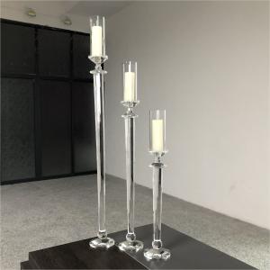Wholesale Small Crystal Glass Candle Holder Luxury Event Table Decoration Long Pole 115CM from china suppliers