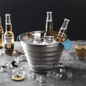 Wholesale Promotional 25cm iron metal silver vintage barrel stainless steel beer ice bucket with two plastic handle from china suppliers