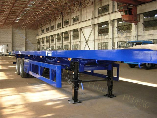 Double Axles Flatbed Container Trailer With Head Board 40000 Kilograms Payload