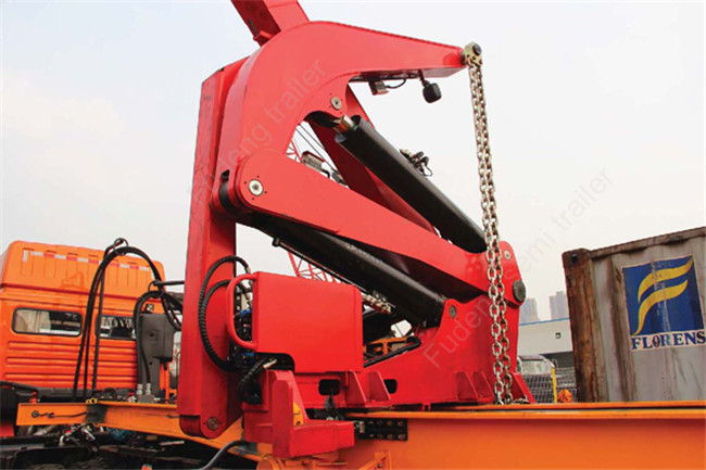 20 Feet Side Lifting Container Trailer Truck , XCMG 37 Ton Crane With Slide