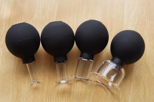 Wholesale 4 Pieces Black Glass Face Cupping Therapy Set Silicone Vacuum Facial Massage Cups Anti Cellulite Lymphatic Sets from china suppliers
