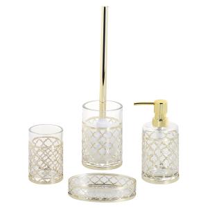 Wholesale Clear Glass Bathroom Accessories Set With Golden Swirl Design Luxury from china suppliers