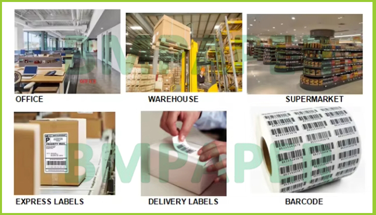 Jumbo Roll High Bulk 65gsm 90um Thermal Paper For Logistics Label 600mm