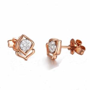 Wholesale Trendy Women 18K Rose Gold and Diamonds Heart Shape Stud Earrings (GDE004) from china suppliers