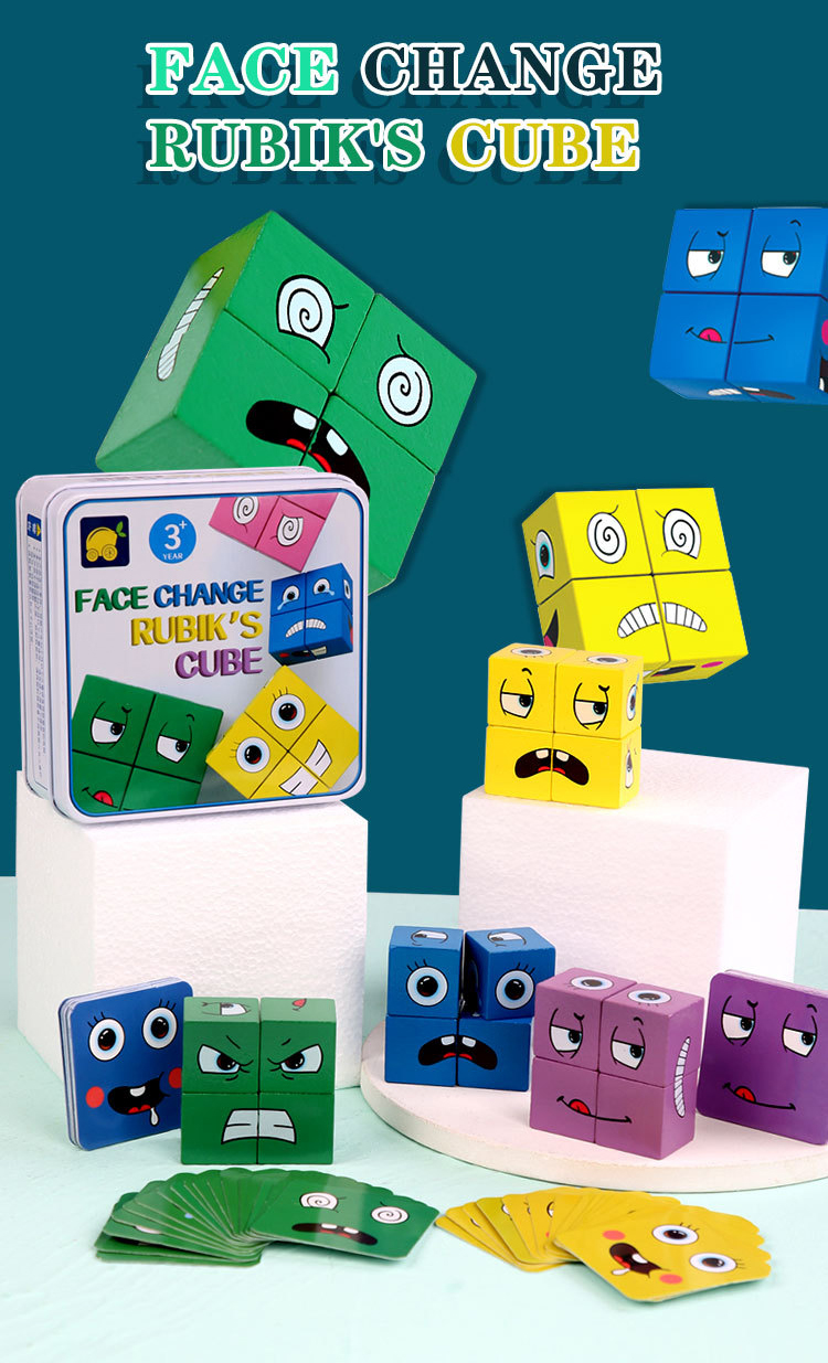 Children Baby Developmental Toys 3D Face Changing Building Blocks