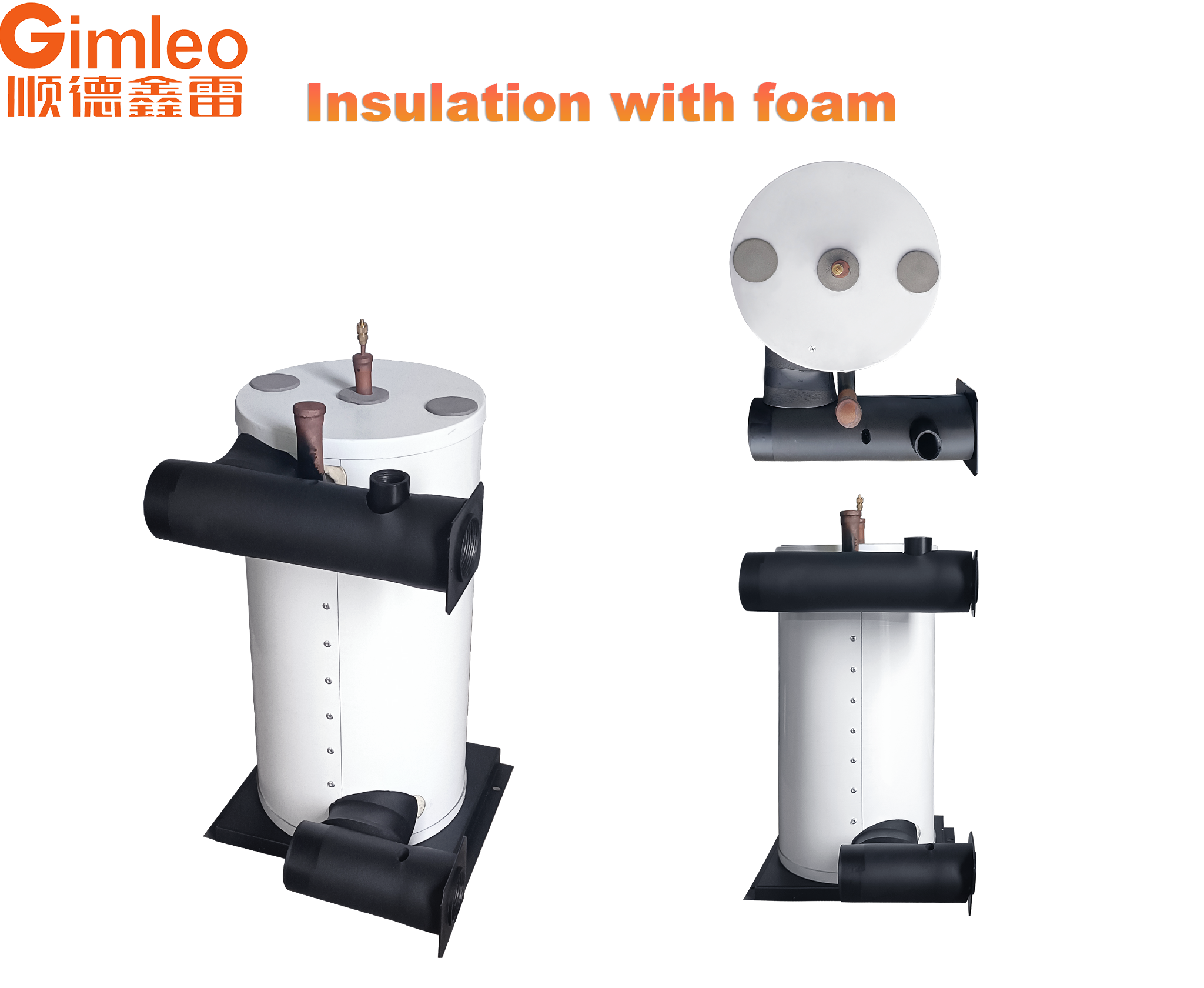 Gimleo Tube In Shell Heat Exchanger R32 HVAC Condenser RAH04-CMF 9.52mm Refrigerant Outlet
