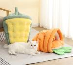 Calming Cozy Soft Cat Cave, Cute Friendly Dolphin Kitten On The Bed For Indoor