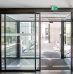 Safety heat / cold resistant motorized sliding door , hospital entrance auto