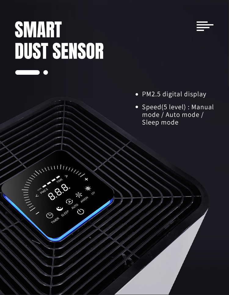 HEPA H12 Filter PM2.5 Air Filter Smoke Small Ionizer Air Purifier For Home