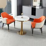 Marble Negotiating Table With Stainless Steel Construction For Hotels