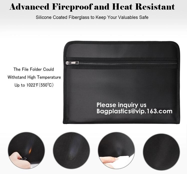 Waterproof and Fireproof document storage Bag with Fireproof Zipper for Money, Jewelry and Passport bagease, bagplastics