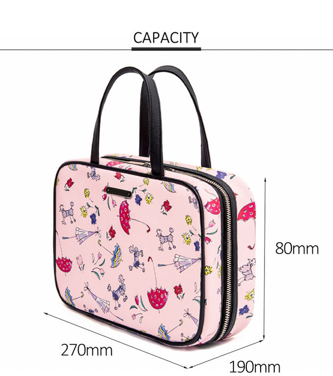 Large Capacity Pink Zip Polyester Travel Toiletry Bag