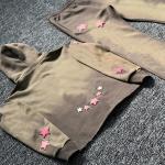 Sweat Suit Supplier Wholesale Men Oversized Brown Sweatsuit Puff Printing Hoodie