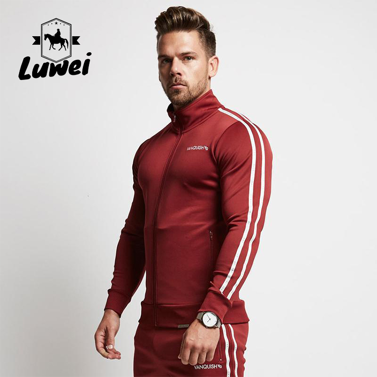 Slim Men Sportswear Set Cardigan Stand Collar Zipper Plus Size Tracksuit