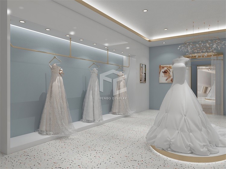 CNC Bridal Store Display Stands For Garments Shop Decoration