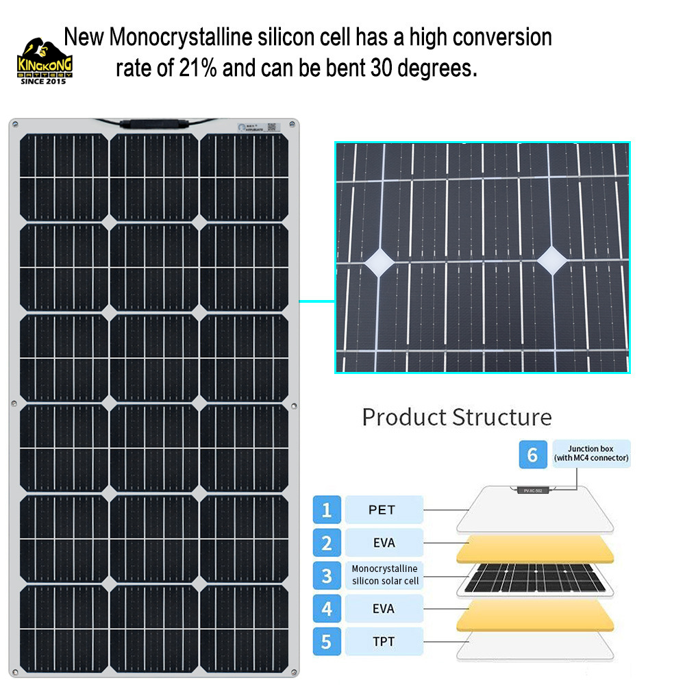 OEM Flexible Solar Panel 200W Panel Dimensions 1590x710x2mm 100W 210W 310W 410W 525W