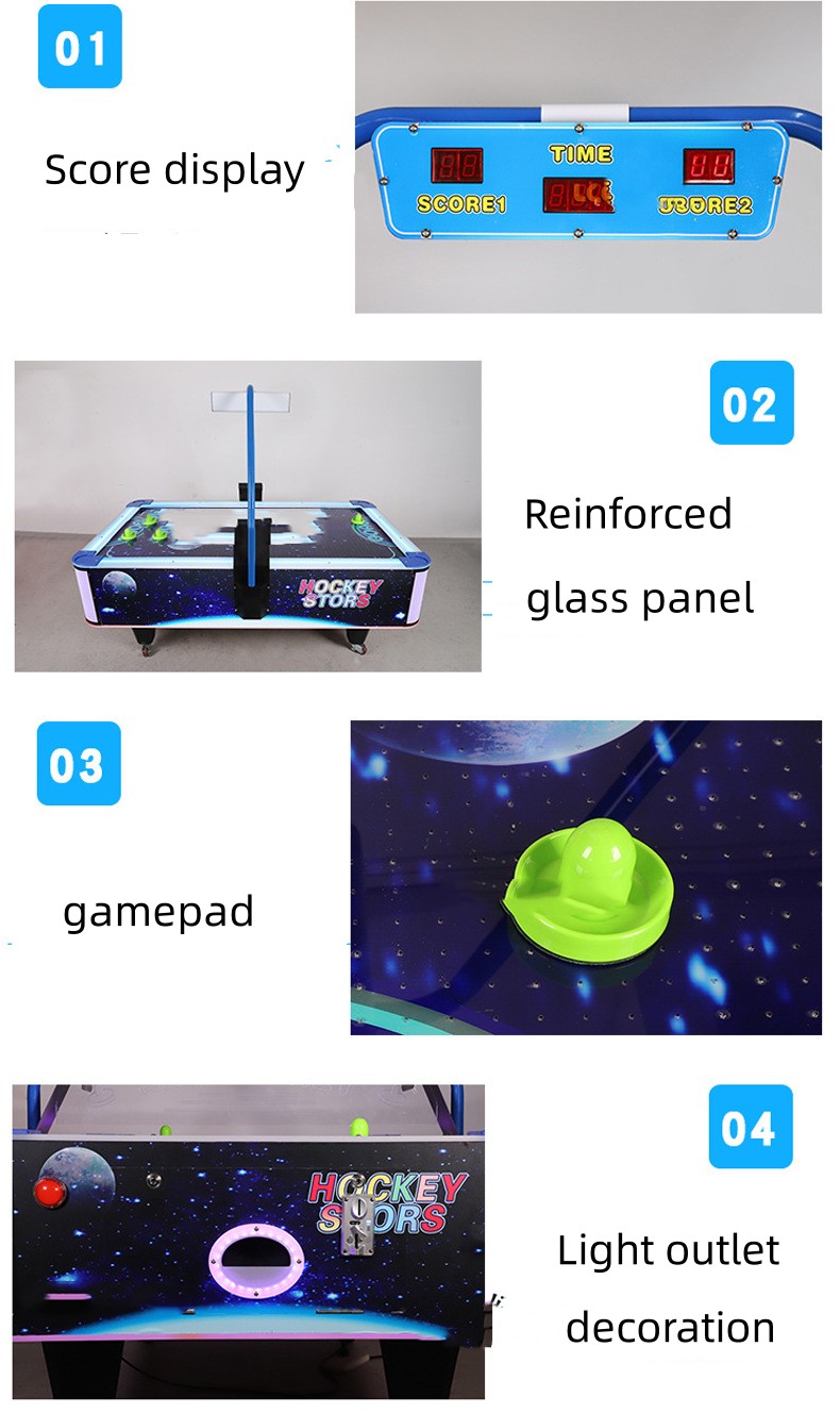4P Arcade Air Hockey Table Game Machine Acrylic Surface 110V