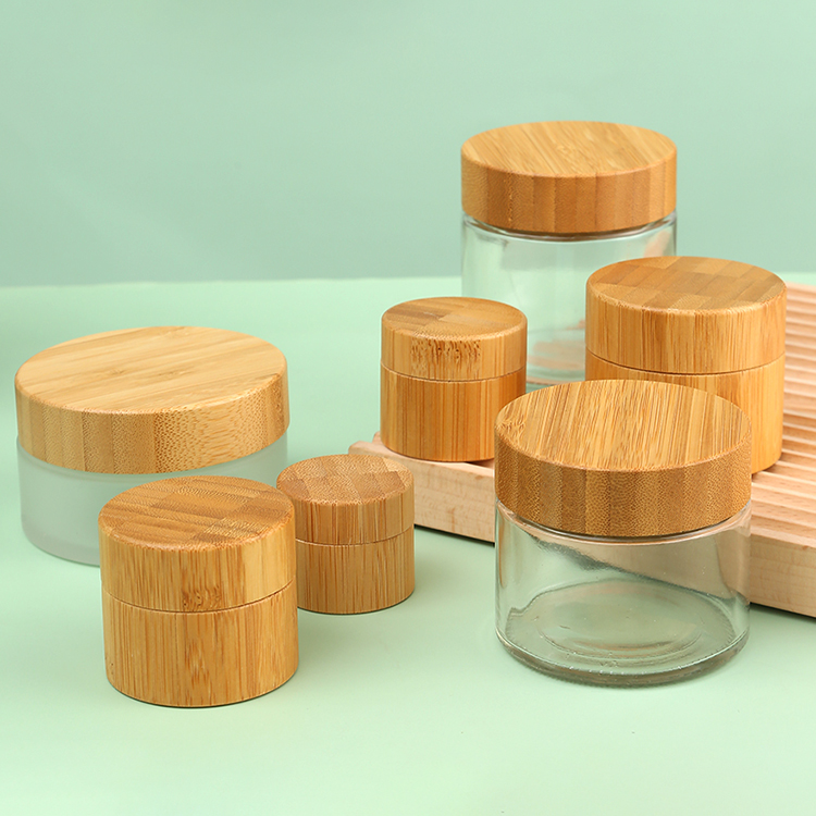 Empty Glossy or Matte Round Shaped Cosmetic Glass Cream Jars with Lid Collar Material Glass 5g 10g 15g 20g 60g Industrial