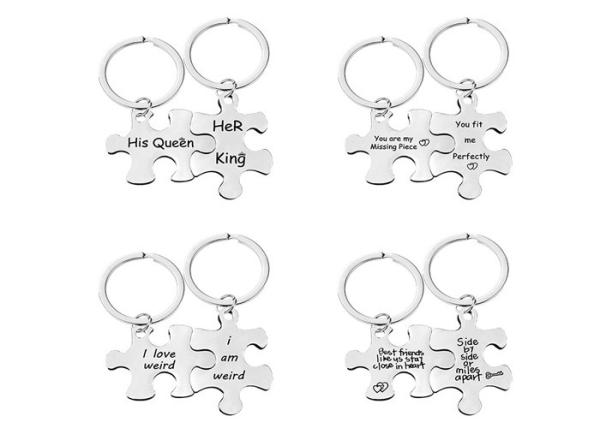 Keychain Stainless steel couple puzzle pendant hanging ornament Valentine's Day