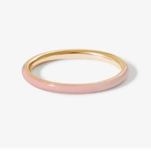 Wholesale Pink Enamel 18K Gold Plated Rings Solid 925 Sterling Silver Stacking Rings from china suppliers