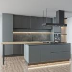 HPDL 200mm Blue And Pink PVC Island Kitchen Cabinets Pvc Modular