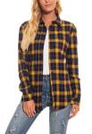 Factory Women′s Plaid Shirt Button up Long-Sleeved Flannel Classic Casual Shirt
