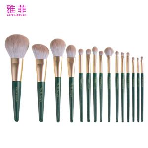 Wholesale 280A84915 Gold Ferrule 15 Pcs Makeup Brush Set Wooden Handle Cosmetic Brush Set Private Label from china suppliers