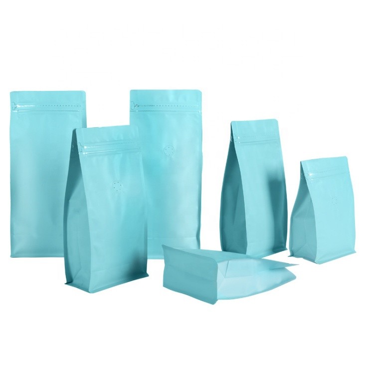 plastic coffee mate packaging bag quad side seal bag with flat bottom