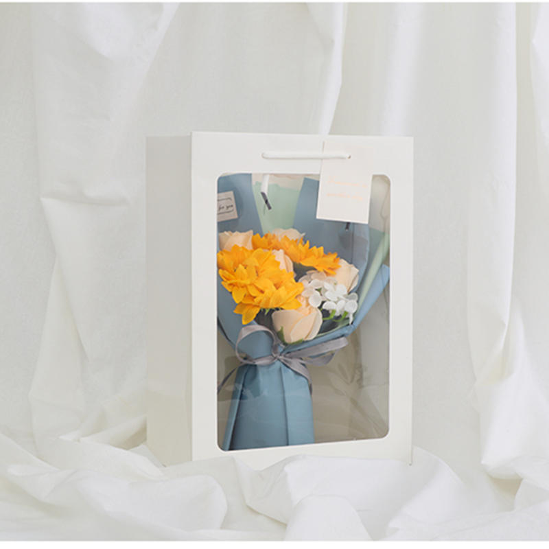 Other Gift Craft Square Paper Bag with PVC Plastic Window and Customized Design