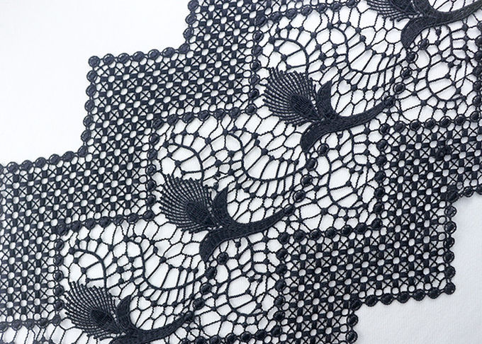 Customized Width Polyester Lace African Cord Trims With OEKO TEX 100 / Lace Dress Fabric