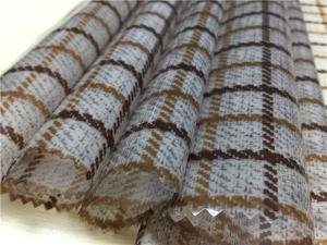 Wholesale 0.15mm Printed Grid Pattern Tpu Leather For Ladies Fashion Coat Brown Color from china suppliers