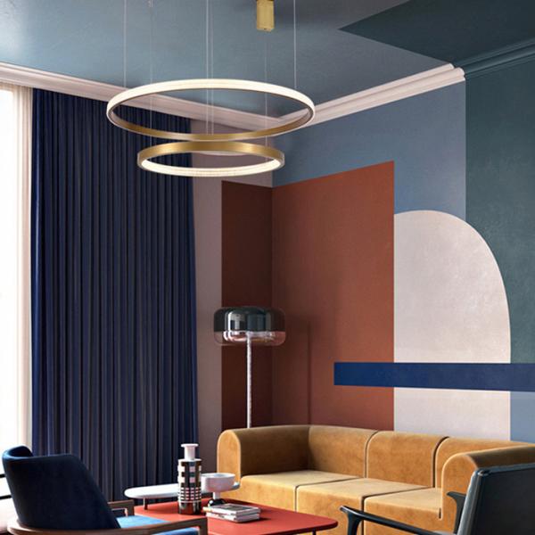 Modern Hanging Led Clear Acrylic Circle Ring Pendant Light Nordic Stairs Living