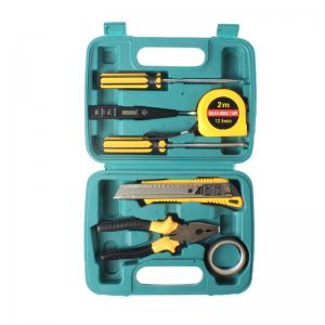 Wholesale Small Homeowner Tool Set 9 Pieces General Household Small Hand Tool Kit with Plastic Tool Box Storage Case from china suppliers