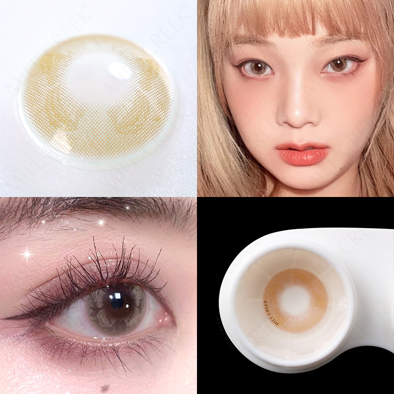 Affordable Monthly Colored Contacts Caramel Brown Lens 3 Tone