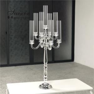 Wholesale Cylinder Crystal Candle Holder Wedding Centerpieces 9 Arms Glass from china suppliers