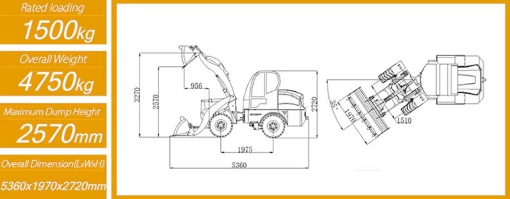 Electric Small Front End Loader Machine Mini All Terrain Front Wheel Loader