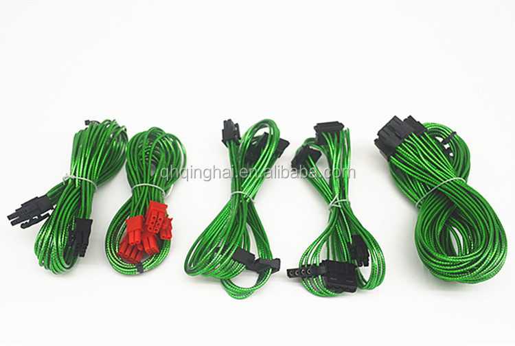 Modular Computer Cable Kits for Power Supply Extension Cable 18AWG with Extra-Sleeved 24 Pin 8Pin 6Pin