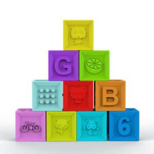 Wholesale Food Grade Embossed Silicone Rubber Block , Silicone Baby Stacking Blocks from china suppliers