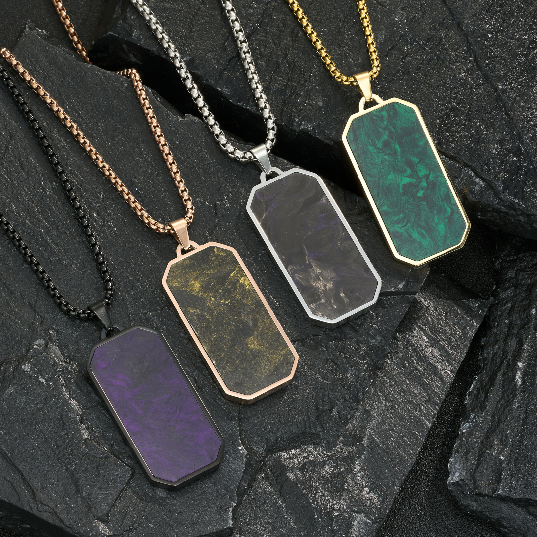 Customized Men's Forged Carbon Fiber Pendant Jewelry Necklace Fashionable