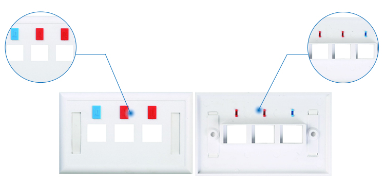 3 Port Network Faceplate Socket 86*86mm / 114*70mm ABS Material CE Approved