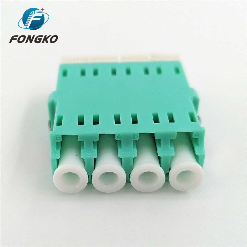 Duplex LC OM3 Plastic Optical Fiber Adapter with Metal Shutter Flangeless