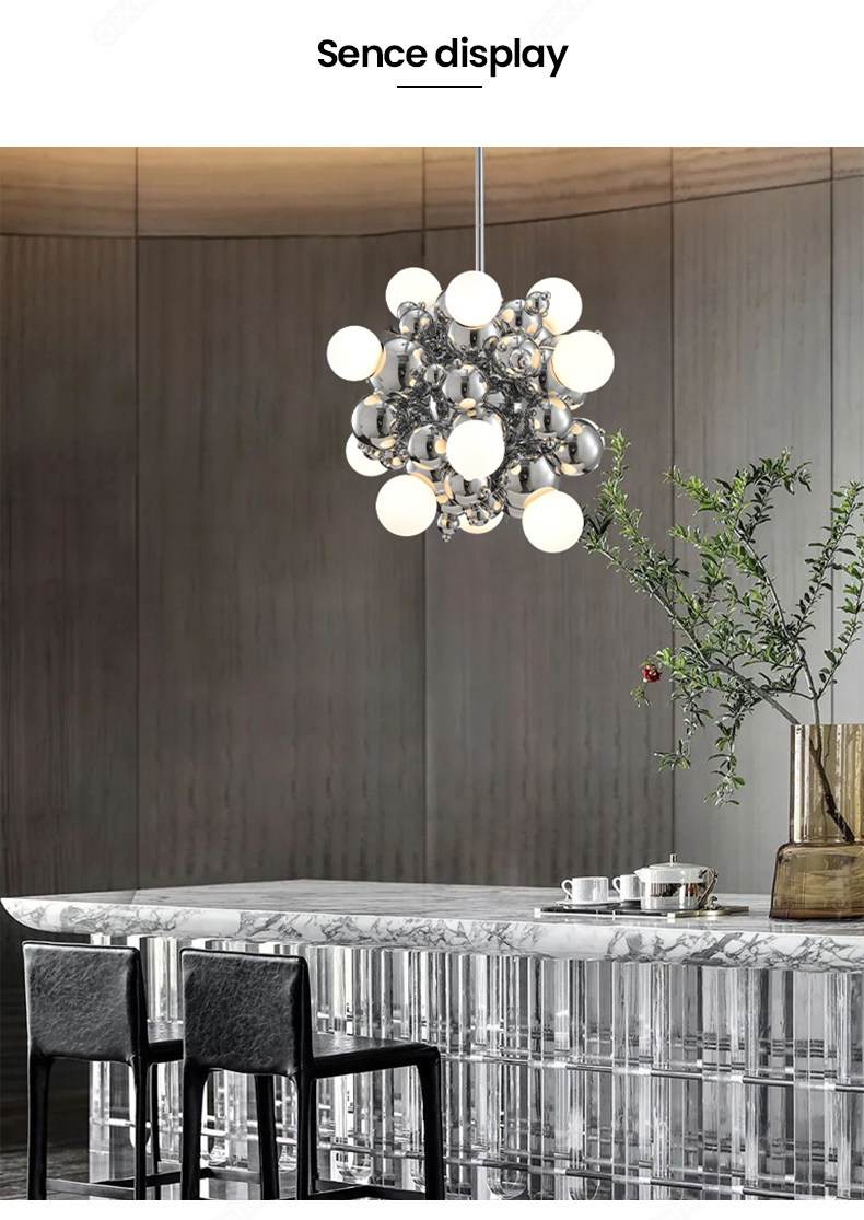 Postmodern Glass Ball Chandelier Lighting Nordic Minimalist LED Hanging Lamp(WH-MI-443)