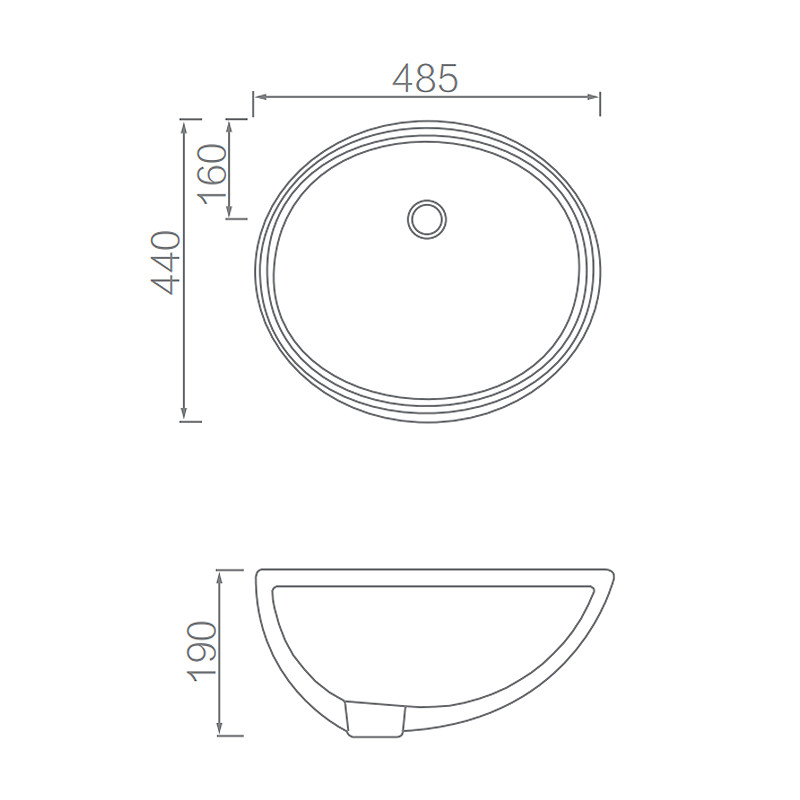 Ceram Glazed Under Counter Basin Oval Shape For Bathroom Toilet