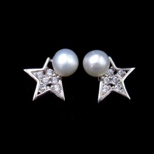 Wholesale 925 Sterling Silver Pearl Girls Piercing Earrings Studs / Women Earring Jewelry from china suppliers