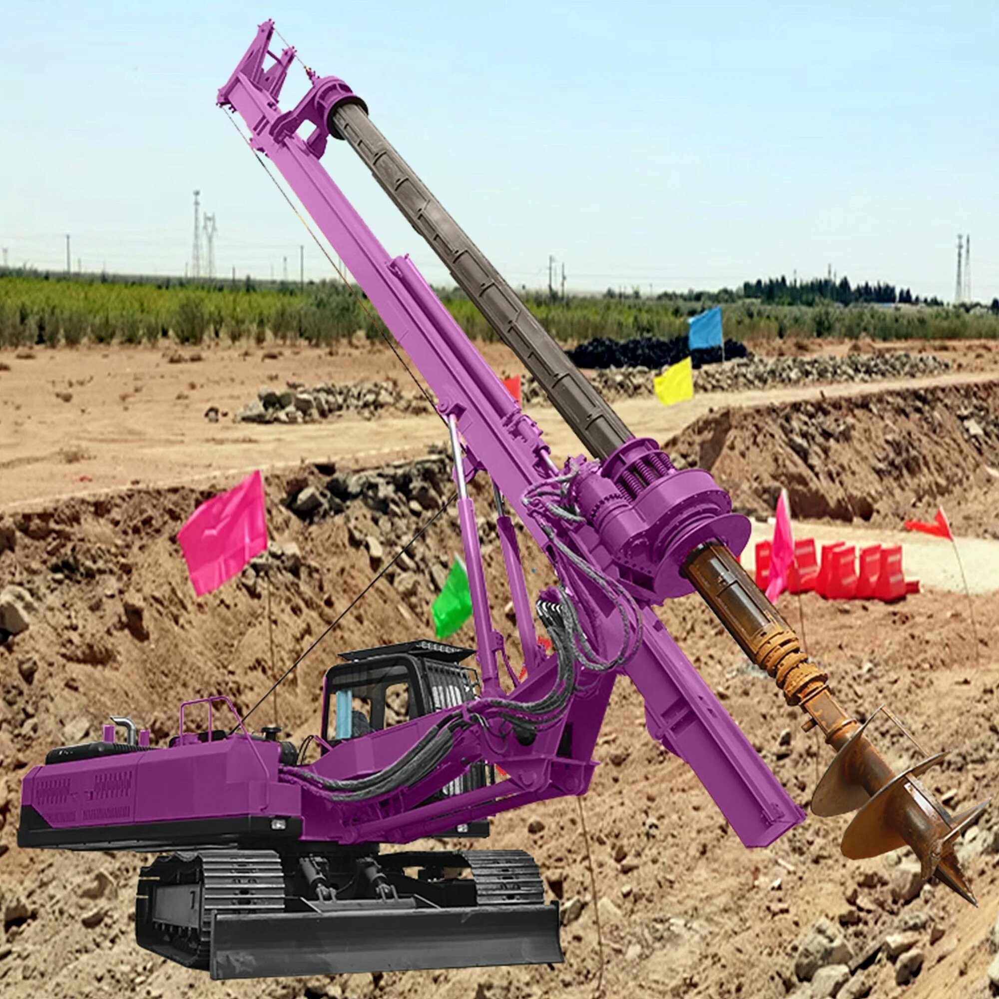 Crawler Rotary Drilling Rig Machine Hydraulic Auger Borehole For Sale
