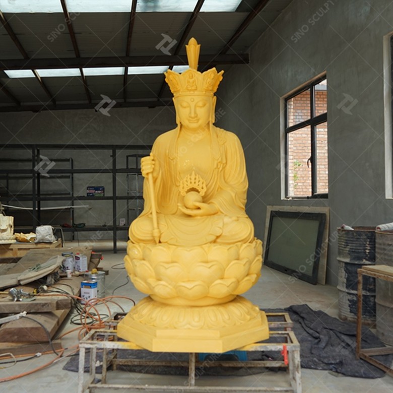 Gold Leaf Bronze Sitting Ksitigarbha Bodhisattva Statue