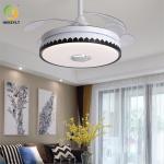 72W 42 Inch Retractable Blades Smart Black Ceiling Fan Light LED Metal Acrylic