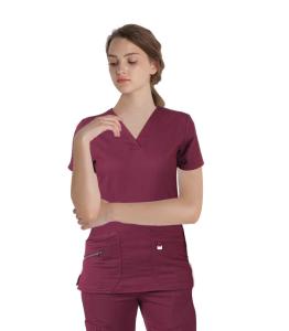 Wholesale 180 GSM Spandex Short Sleeve L Women Plain Woven Scrubs Medical Uniform Wrinkle-free from china suppliers