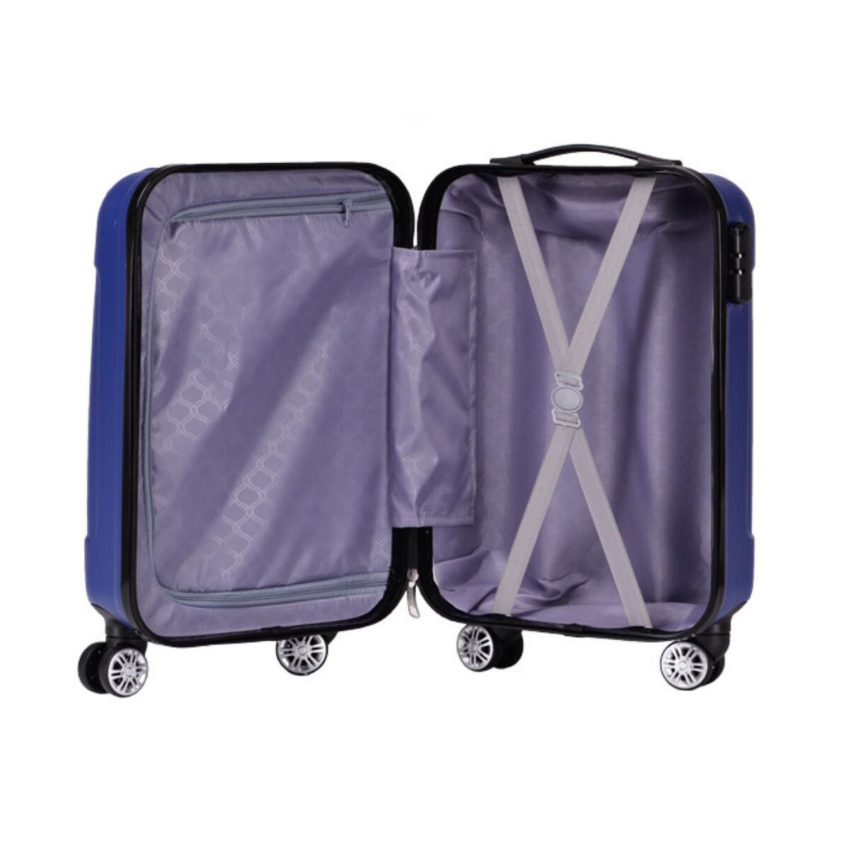 Combination Lock Navy Blue ABS ODM 4 Wheel Trolley Luggage
